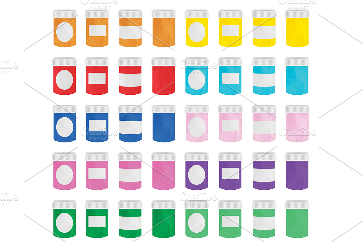 Medication pill bottle clipart set, an Illustration by SugarPickle Clip Art (Photo 2 of 3)