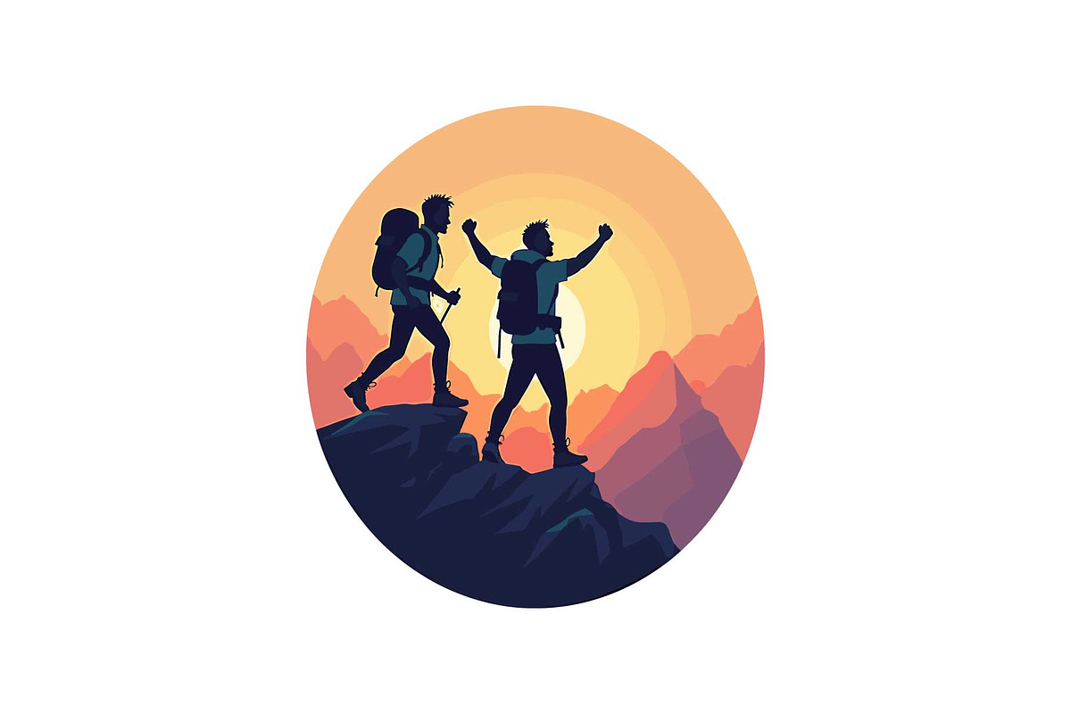 Sunset Hiking Silhouette  Bundle, an Object Graphic by yasushie (Photo 10 of 16)
