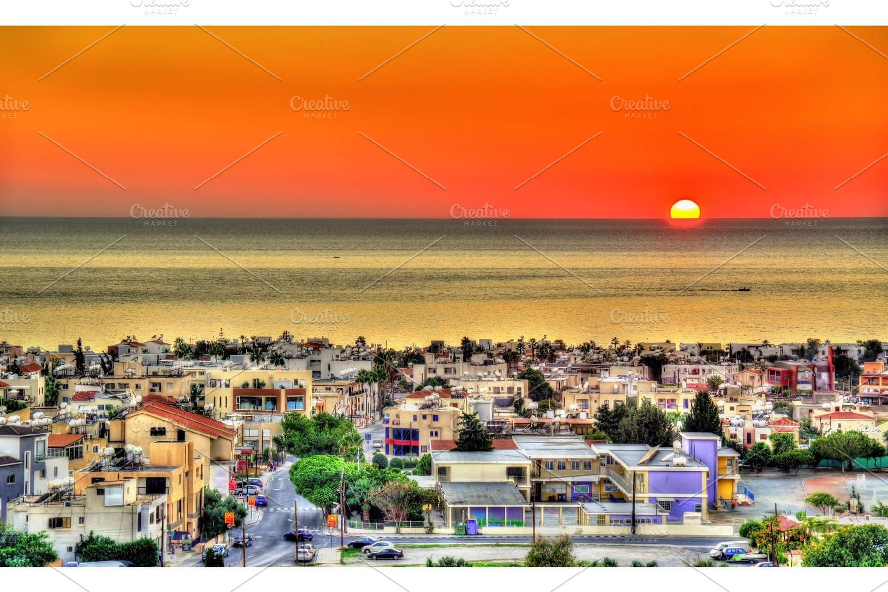 Sunset above the city of Paphos - Cyprus, a Nature Photo by Leonid Andronov