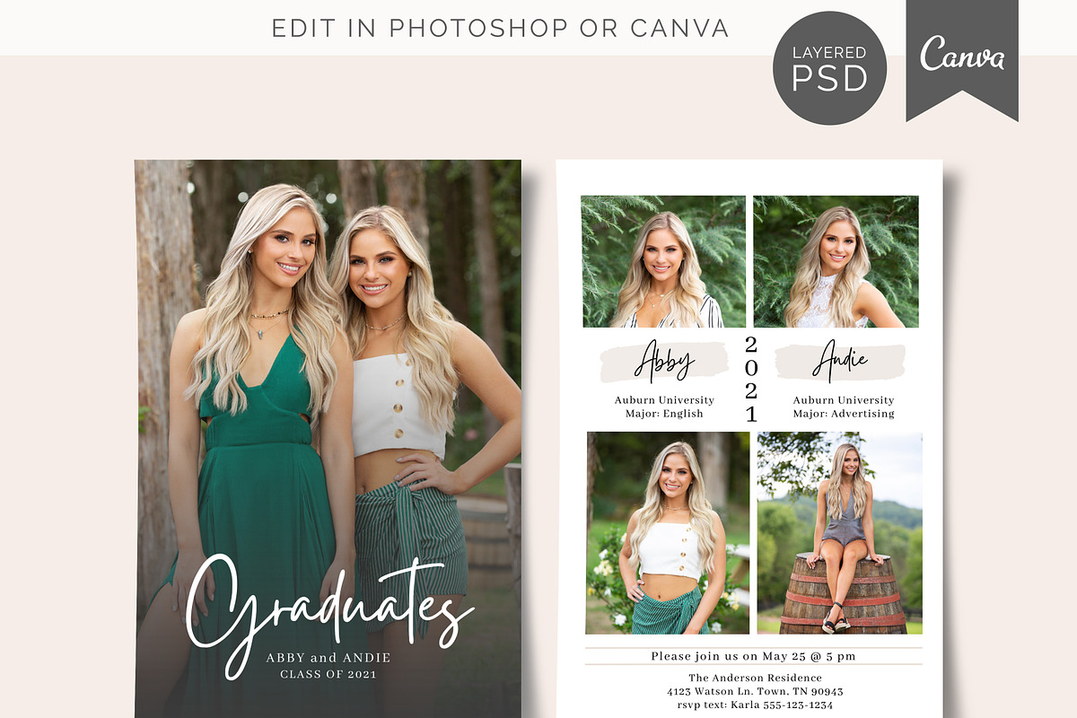 Senior Graduation Card Template, an Invitation Template by Sweet Little Muse (Photo 1 of 2)