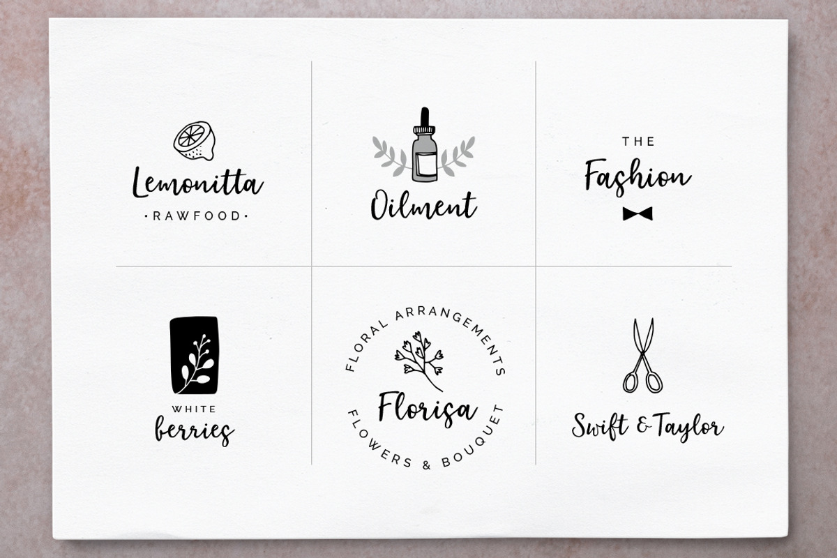 Elderflower script font + logos preview 4