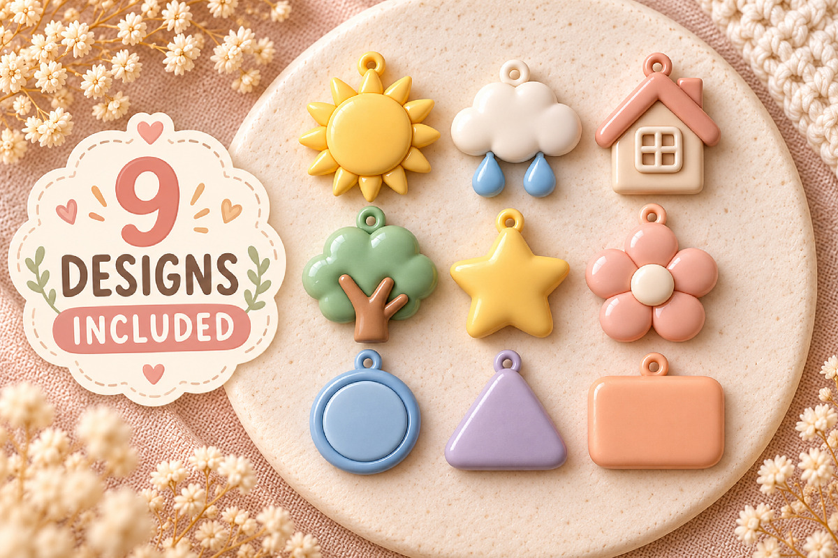 Cute Minimalist Charm Bundle, an Object 3D Model by Layerology (Photo 3 of 3)