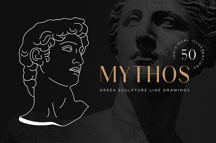 Aesthetic Greek Sculpture Line Art