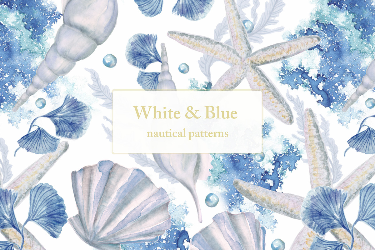 White and blue sea patterns, a Pattern Graphic by ramika (Photo 1 of 8)