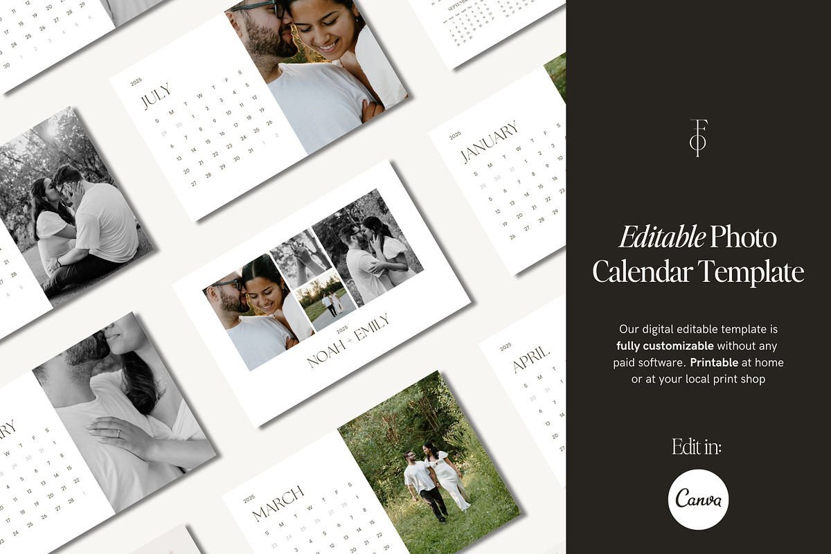 2025 Photo Calendar Canva Template, a Templates & Theme by Fern and Oak Creative (Photo 1 of 7)