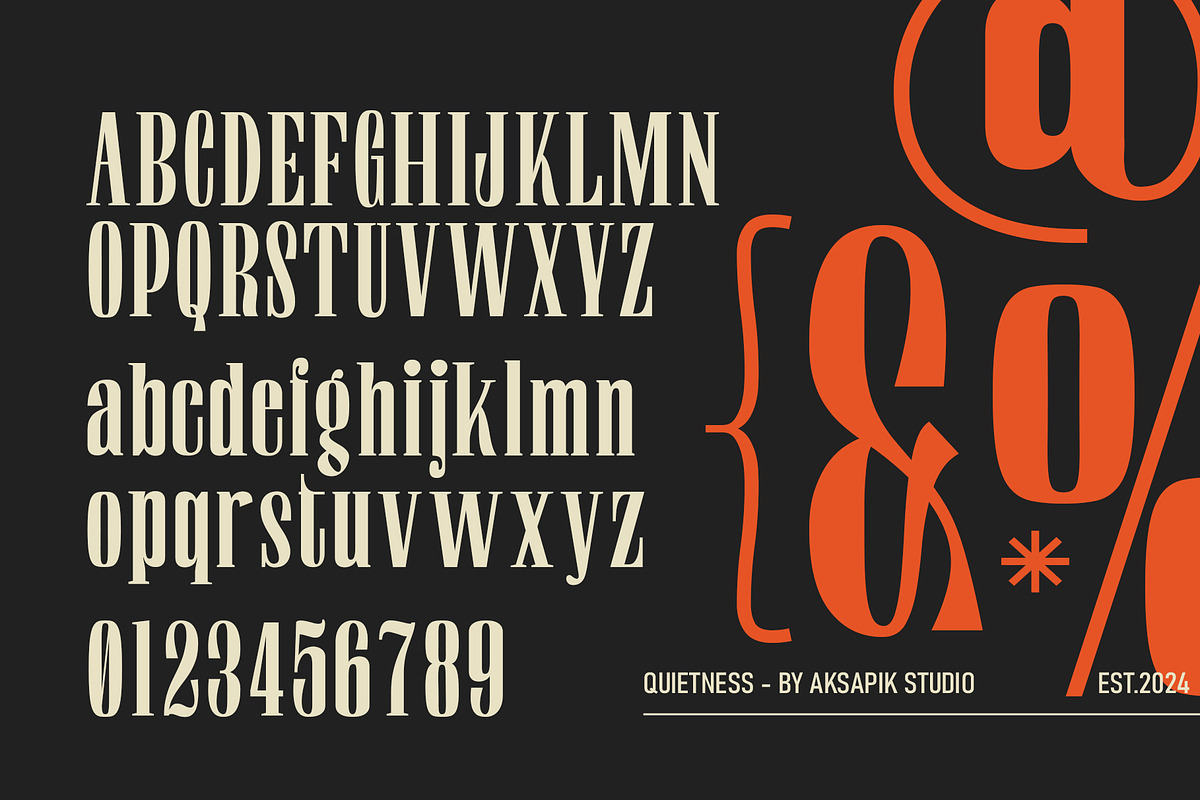 Quietness Condensed, a Serif Font by Aksapix Studio (Photo 10 of 10)