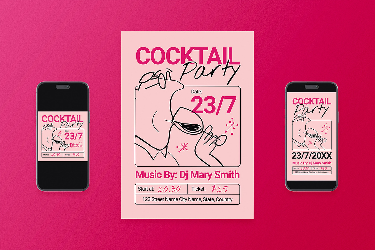 Cocktail Party Flyer, a Flyer Template by Aiyari Graphic (Photo 1 of 3)