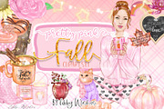 Pink Fall Autumn clipart, an Illustration by Libby Wishes (Thumbnail 1 of 6)