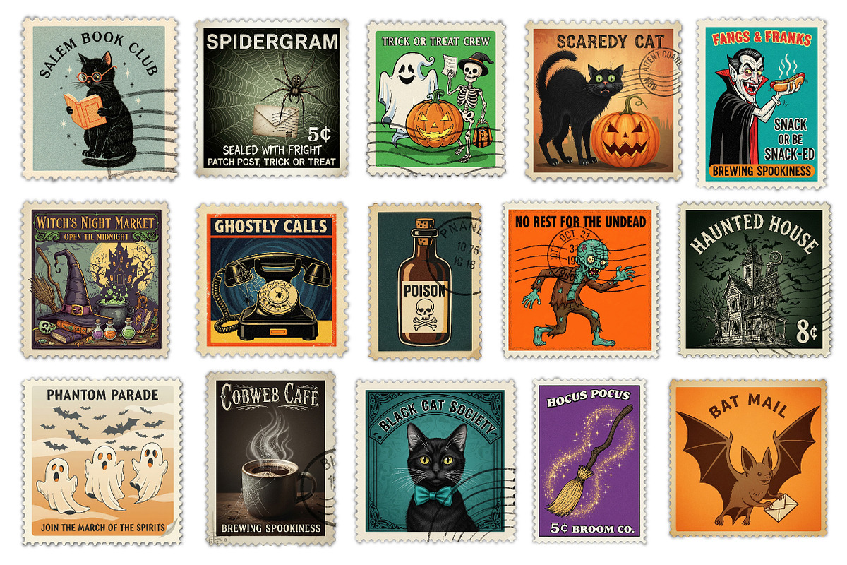 Halloween Postage Stamps Clipart, an Illustration by Dream Creation (Photo 4 of 5)