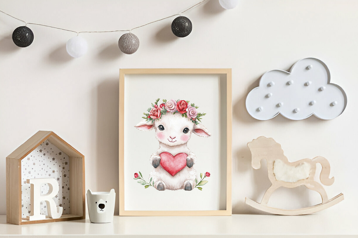 Watercolor Spring Floral Baby Lamb, an Illustration by CreationArt (Photo 6 of 9)