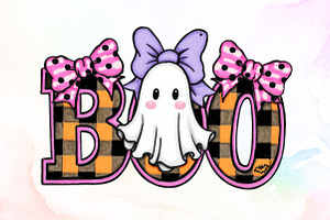 BOO Cute Halloween Ghost Checkered P, an Illustration by Sublimation Artist