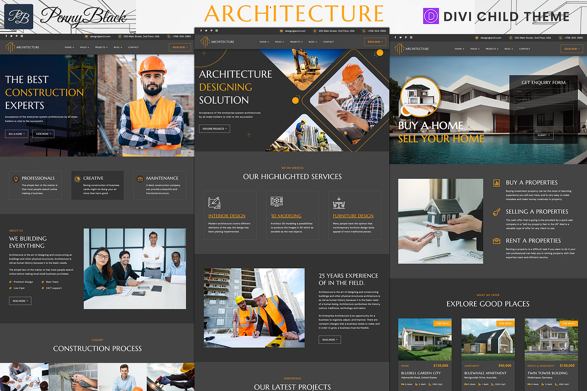 Architecture – Divi Child Theme, a WordPress Template by Pennyblack Templates