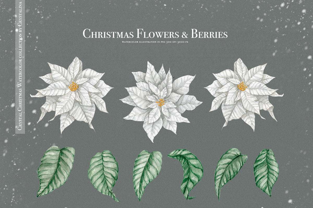 Crystal Christmas watercolor set, a Decorative Illustration by CrystalinaShop (Photo 17 of 18)