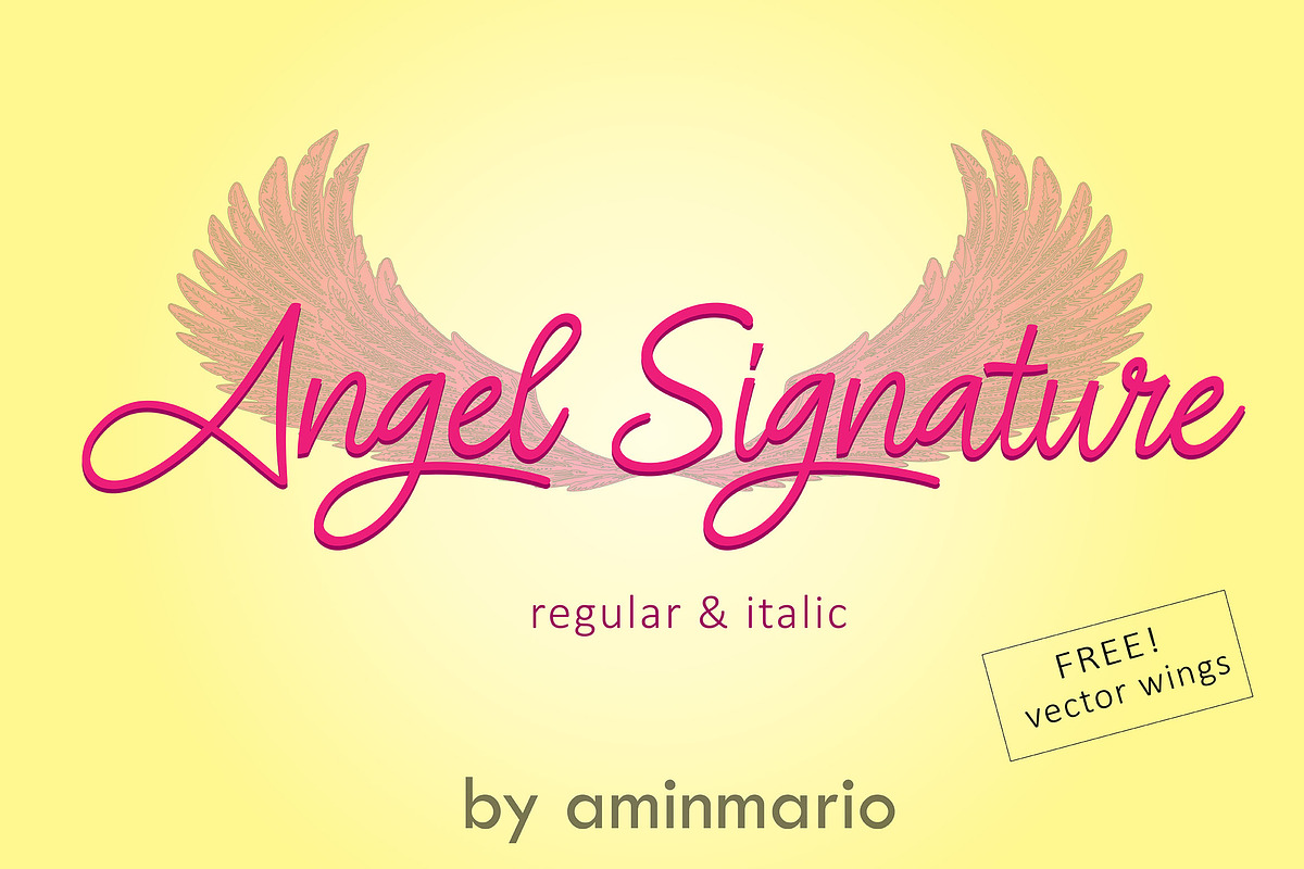 ANGEL SIGNATURE, a Script Font by AMINMARIO (Photo 1 of 9)