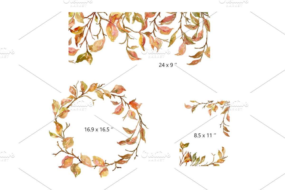Watercolor Autumn Branches & Leaves, an Illustration by GraphicsDish (Photo 3 of 4)