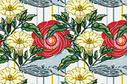 Asian Inspired Whale Datura Pattern, a Pattern Graphic by NayaChu (Thumbnail 6 of 11)