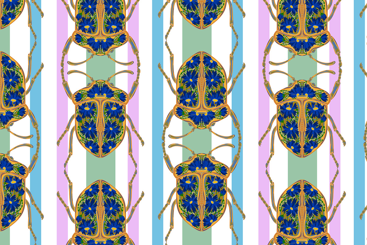 Cornflower Beetle Seamless Vector, a Pattern Graphic by NayaChu (Photo 3 of 9)