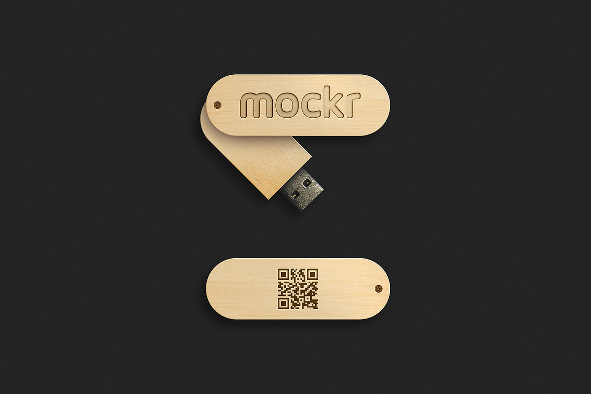 Realistic Wood Usb Stick Mockup Psd, a Product Mockup by Mokr (Photo 2 of 2)
