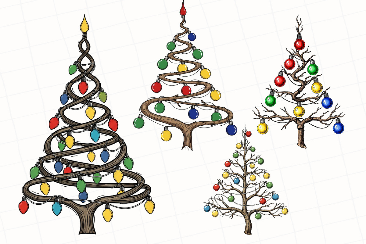 Christmas Lights Tree Clipart, an Illustration by OK Design (Photo 3 of 5)