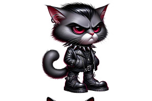 Goth Cat Digital PNG Set