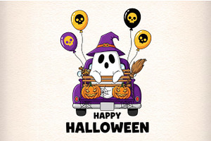 Happy Halloween Boo Truck PNG, an Illustration by Craft Nest