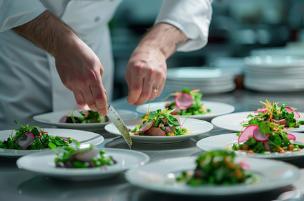 A chef in a commercial kitchen is cr, a Photo by Iftikhar Alam