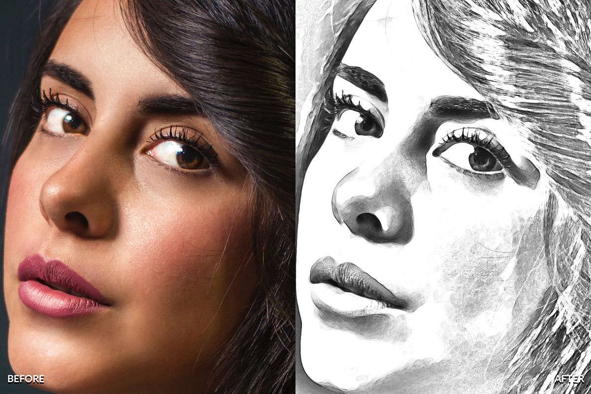 Pencil Drawing Photoshop Action, an Action Add-On by VividFrame (Photo 2 of 8)