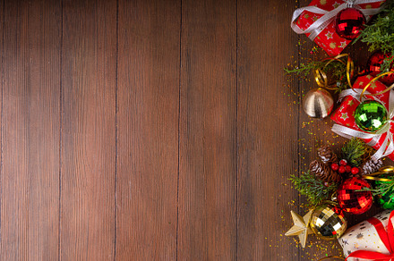 Christmas and New Year gift boxes background, a Holiday Photo by Rimma