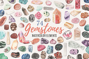 Crystals & Gems Watercolor 74 Set, an Illustration by Bloomella (Thumbnail 1 of 5)