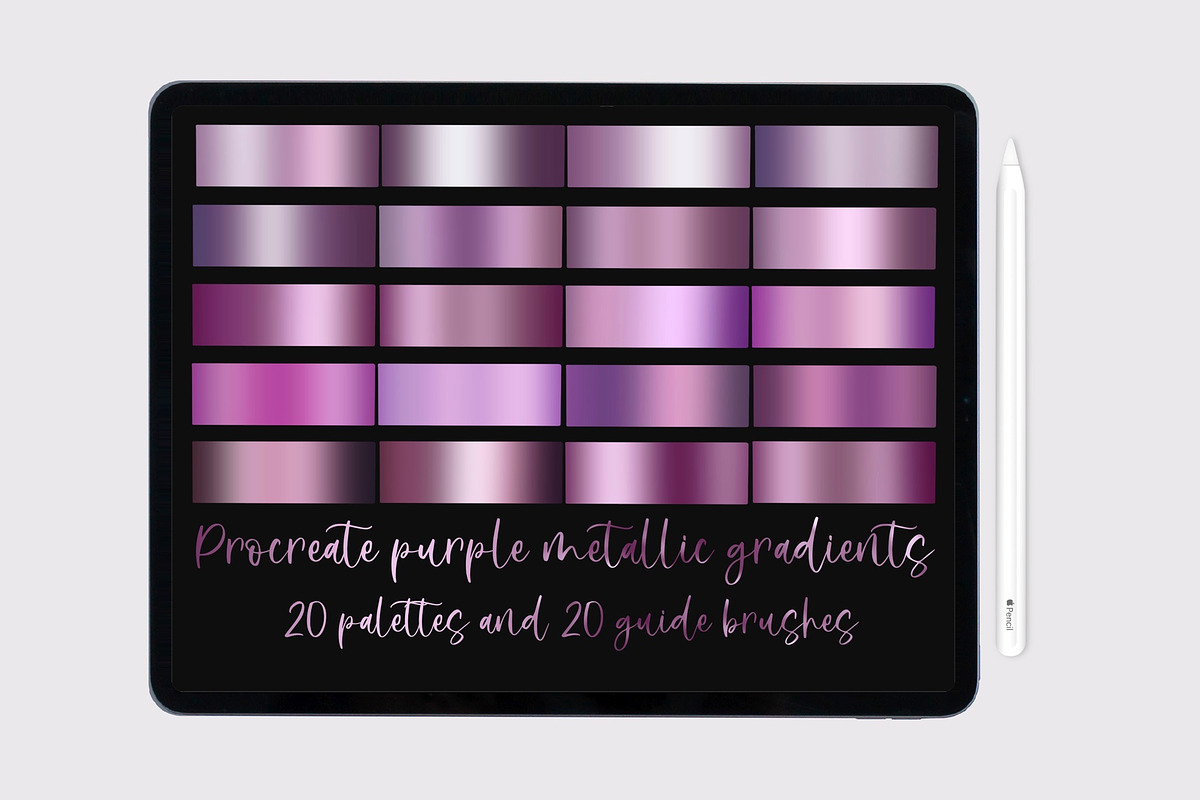 Procreate purple metallic gradients, a Brush Add-On by Illustration Tribe (Photo 1 of 6)