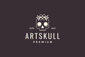 vintage skull with flower logo, a Branding & Logo Template by devastd