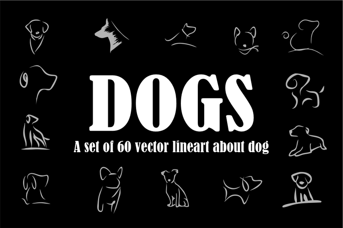 Dogs lineart vector set, an Object Graphic by Akdesain (Photo 1 of 5)