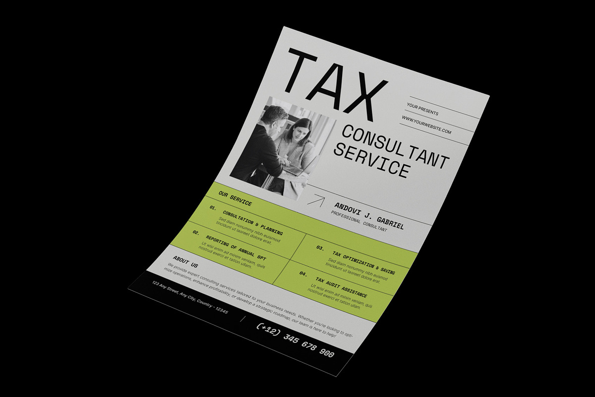 Tax Consultant Services Flyer, a Flyer Template by Neermana (Photo 4 of 4)