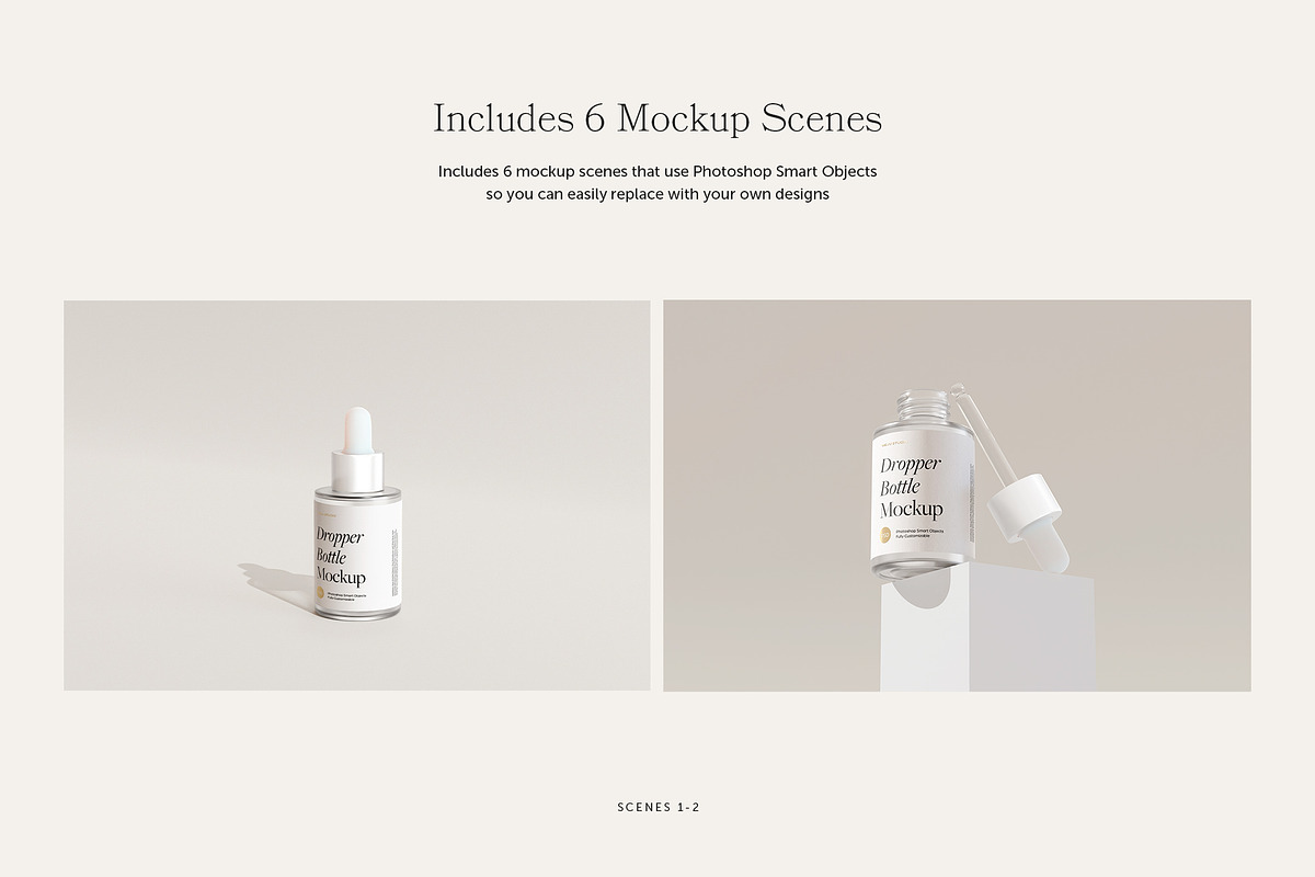 Frosted Glass Dropper Bottle Mockups, a Packaging Mockup by Wildfield Studio (Photo 2 of 13)