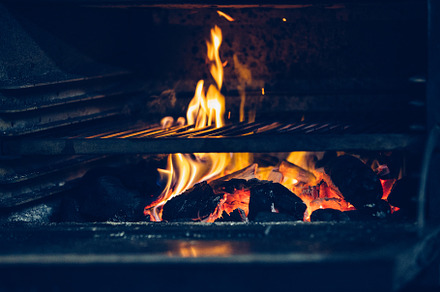 Barbecue grill on fire