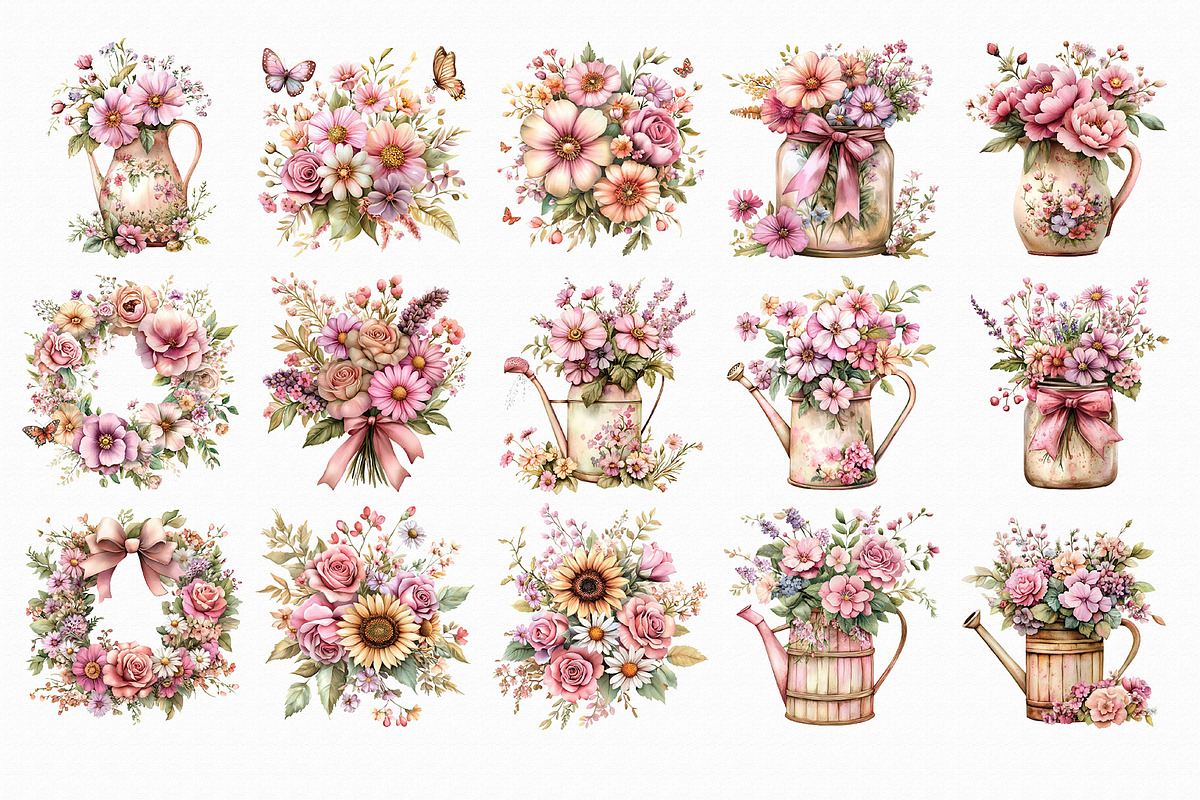 Whimsical Cottage Summer Floral Clip, an Illustration by Libby Wishes (Photo 4 of 6)
