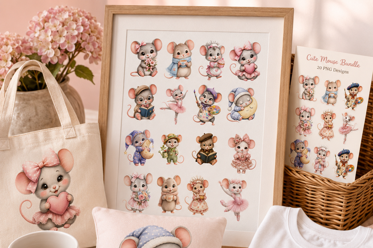 Cute Mouse clipart Bundle, an Object Illustration by HeavensStar (Photo 3 of 8)