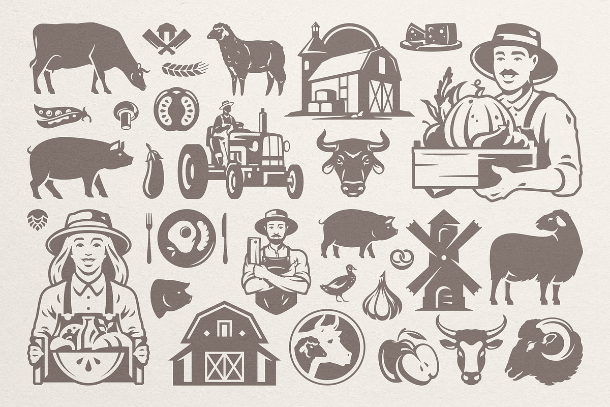 Farm Logos & Badges Vintage Style, a Branding & Logo Template by Vasya Kobelev (Photo 6 of 11)