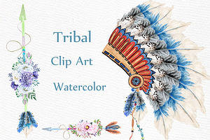 Watercolor Tribal Clipart