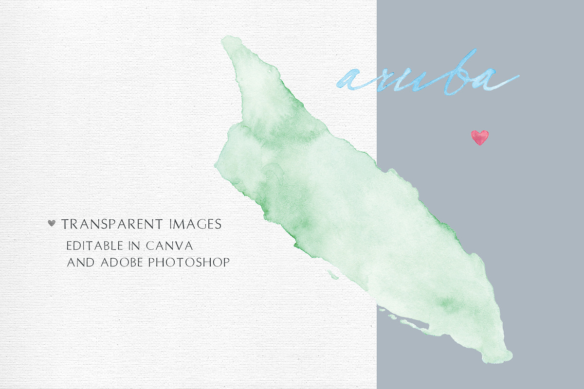 Watercolor Map of Aruba, an Illustration by Beloved Paper (Photo 5 of 6)