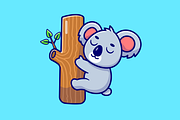Cute Koala Hanging On Tree Cartoon, an Animal Illustration by Catalyst Labs (Thumbnail 1 of 3)
