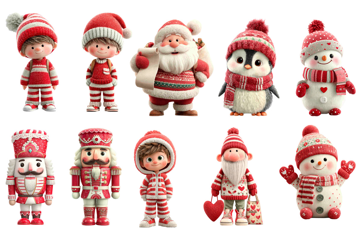 Cute Christmas watercolor clipart, an Illustration by Designworld (Photo 3 of 5)