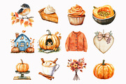 Watercolor Pumpkin Patch Clipart, a Seasonal Illustration by Design Market (Thumbnail 2 of 5)