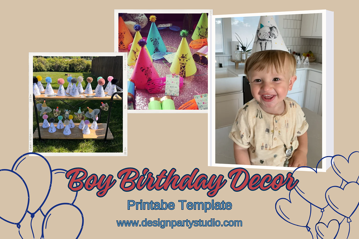 Party Animals Birthday Boy Decor, a Print Template by designpartystudio