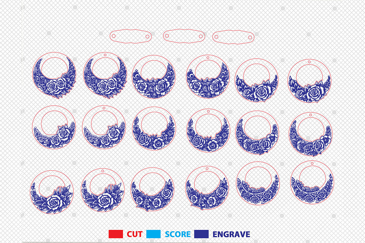 Damask Hoop Earrings Laser Cut SVG, a Pattern Graphic by Lasercutiny (Photo 2 of 2)