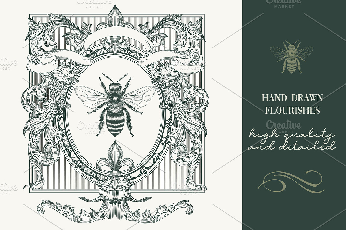 Calligraphic set of vintage flourish, an Object Illustration by FleurArt (Photo 5 of 12)