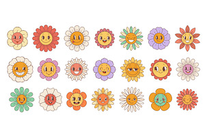 Retro Groovy Hippie Daisy Flowers