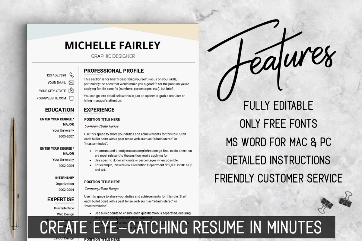 Professional RESUME Template #MF, a Resume Template by LevelUpResume (Photo 2 of 5)