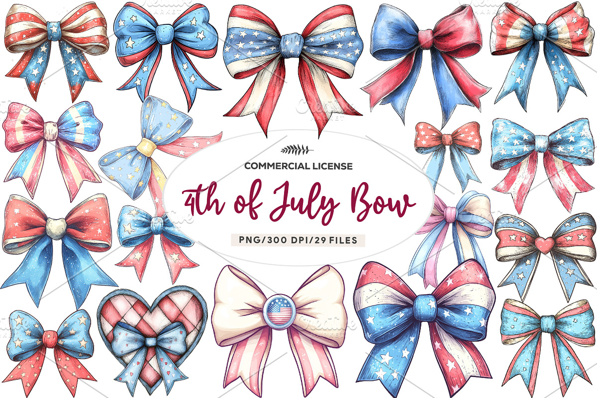 4th of July Bow Sublimation Bundle, an Illustration by CreationArt (Photo 1 of 6)