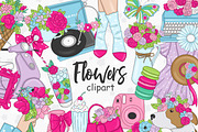 Flowers Clipart, a Seasonal Illustration by GlamArtZhanna (Thumbnail 1 of 3)